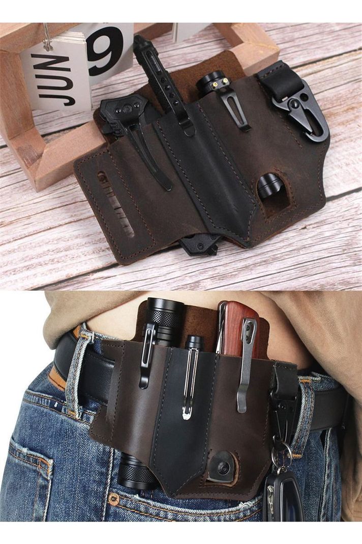 Organizador Táctico Cintura Hombre. Para Llaves y Accesorios. Café y Negro-4