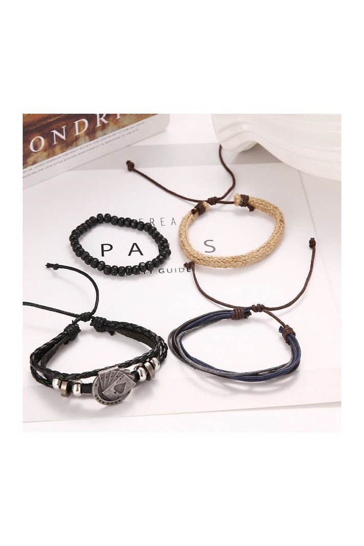 Pack pulseras Cuero Unisex. Modelos Leaf Black + Poker Royal-4