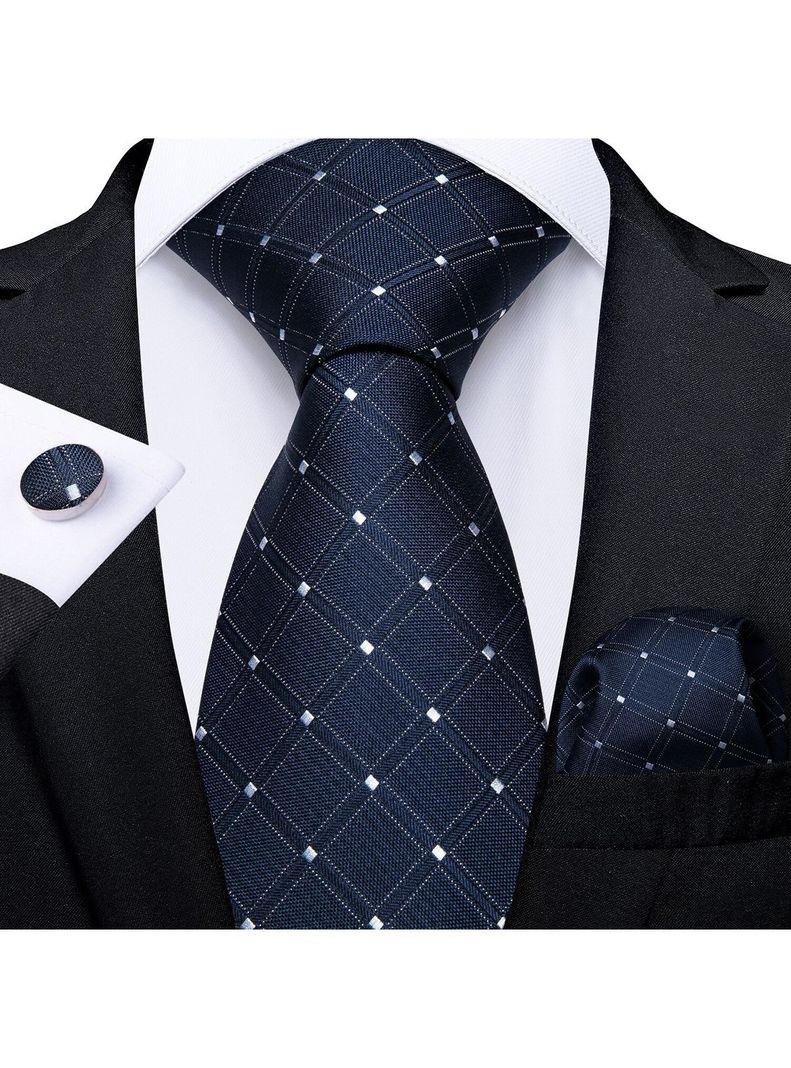 Set Corbata + Paño + Collera formal hombre. Modelo Night Ocean-1