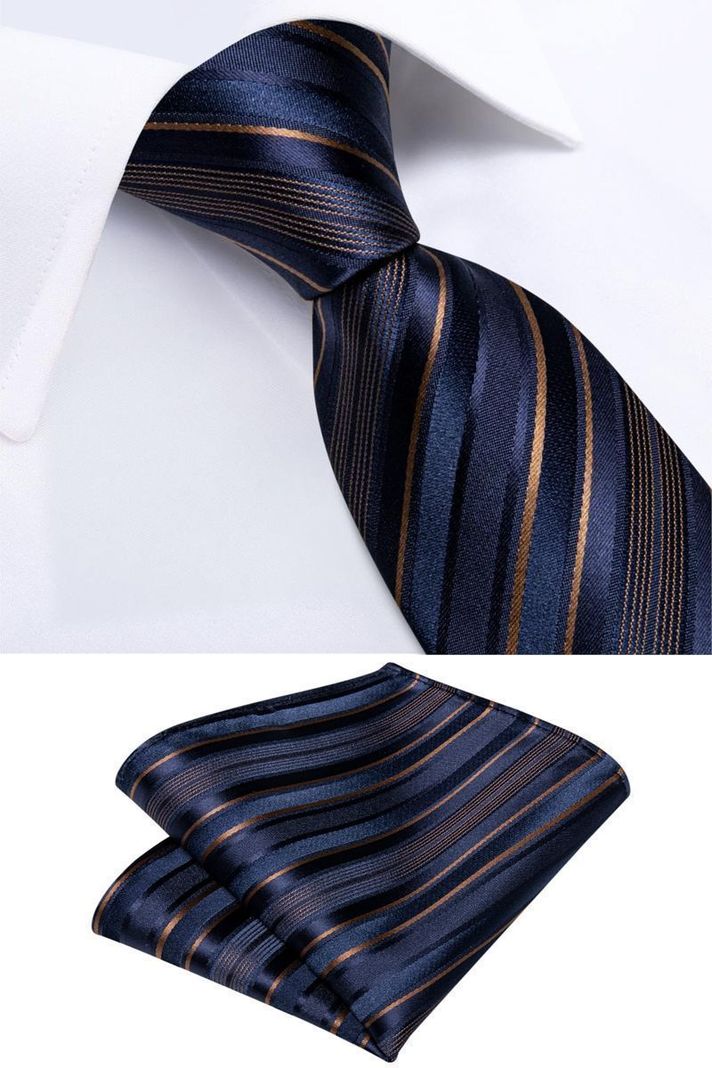 Set Corbata + Paño + Collera formal hombre. Modelo Mar Dorado-2