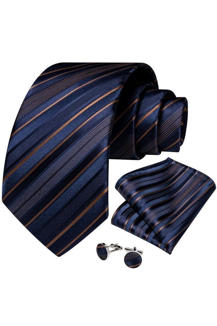 Set Corbata + Paño + Collera formal hombre. Modelo Mar Dorado-0