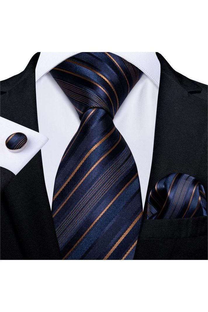 Set Corbata + Paño + Collera formal hombre. Modelo Mar Dorado-1