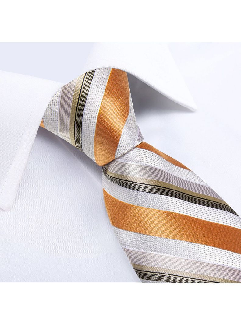 Corbata Hombre Seda con paño y colleras. Modelo Naranjo Primavera-2