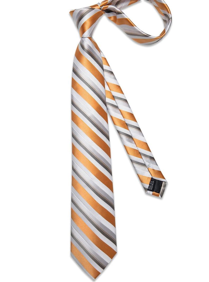 Corbata Hombre Seda con paño y colleras. Modelo Naranjo Primavera-4