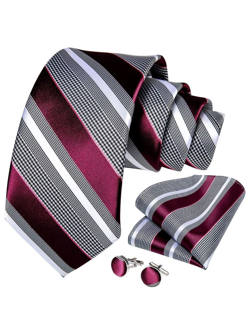 Set Corbata + Paño + Collera formal hombre. Modelo Sangría Gris-0