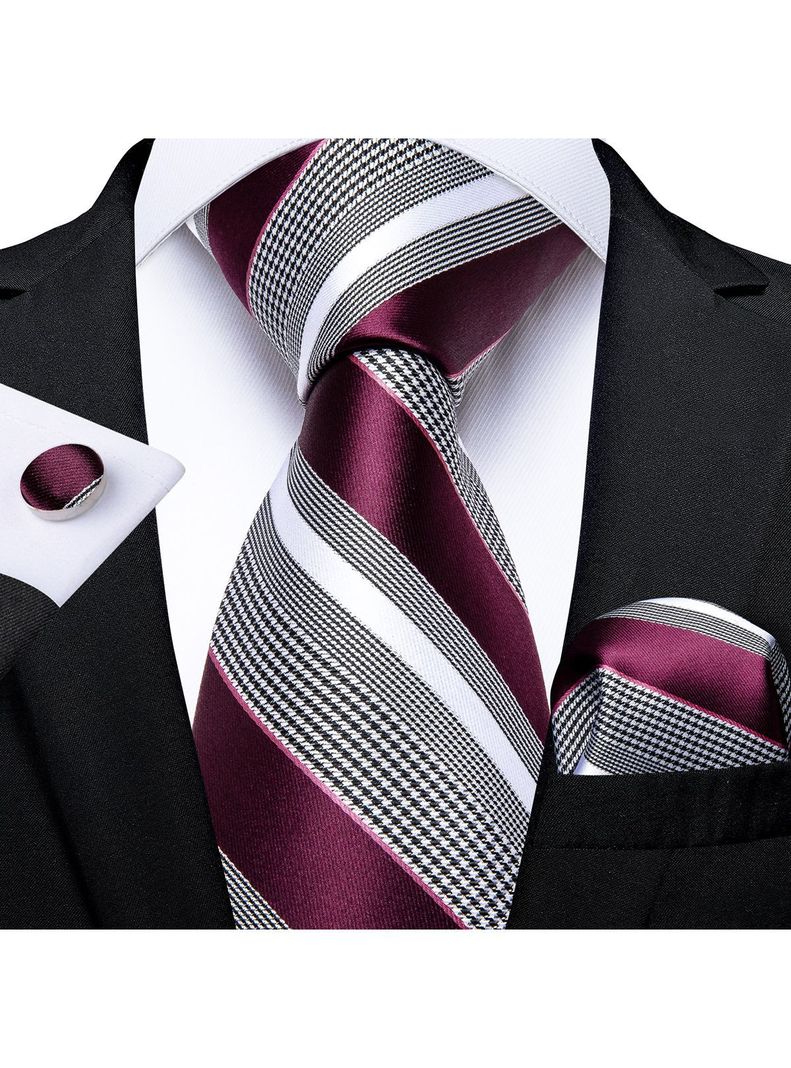 Set Corbata + Paño + Collera formal hombre. Modelo Sangría Gris-1