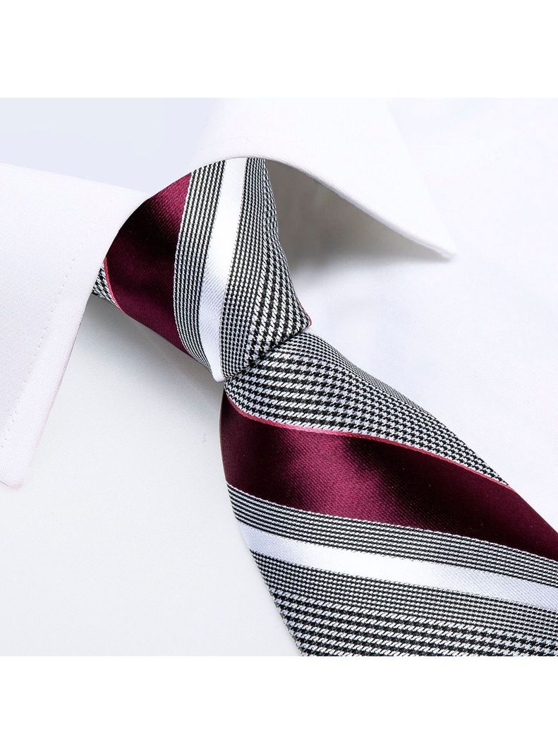 Set Corbata + Paño + Collera formal hombre. Modelo Sangría Gris-2