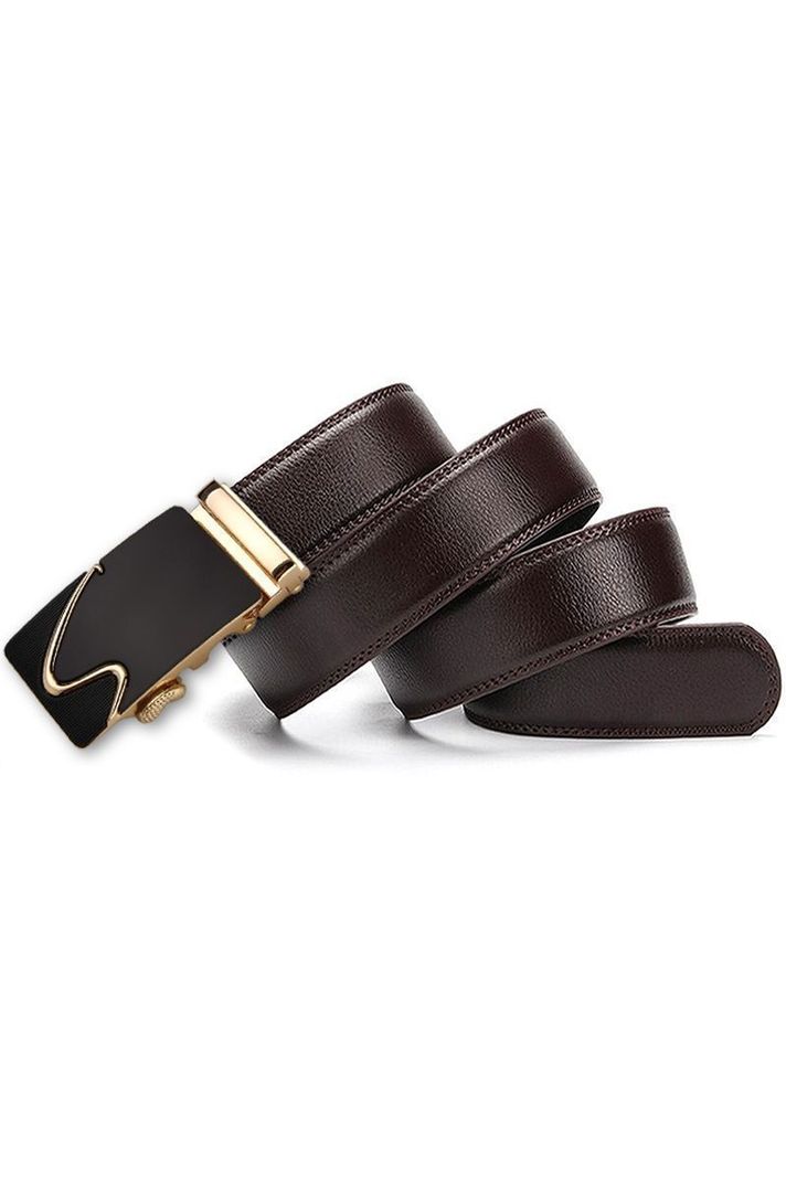Cinturon ejecutivo automatico cuero café hombre. Sonec Dorado-0