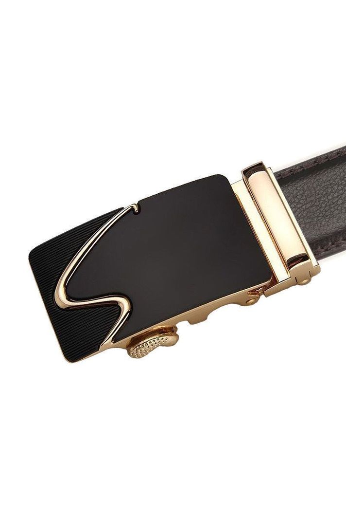 Cinturon ejecutivo automatico cuero café hombre. Sonec Dorado-1