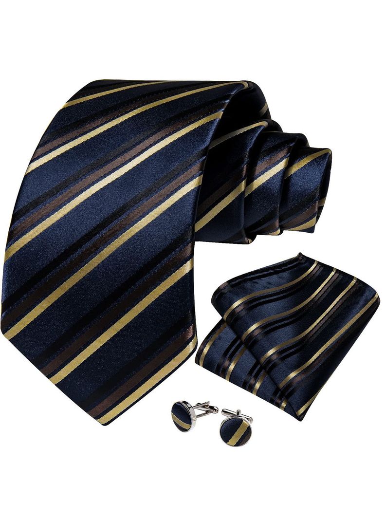 Corbata Seda Hombre con paño y colleras. Modelo Blue Label-0