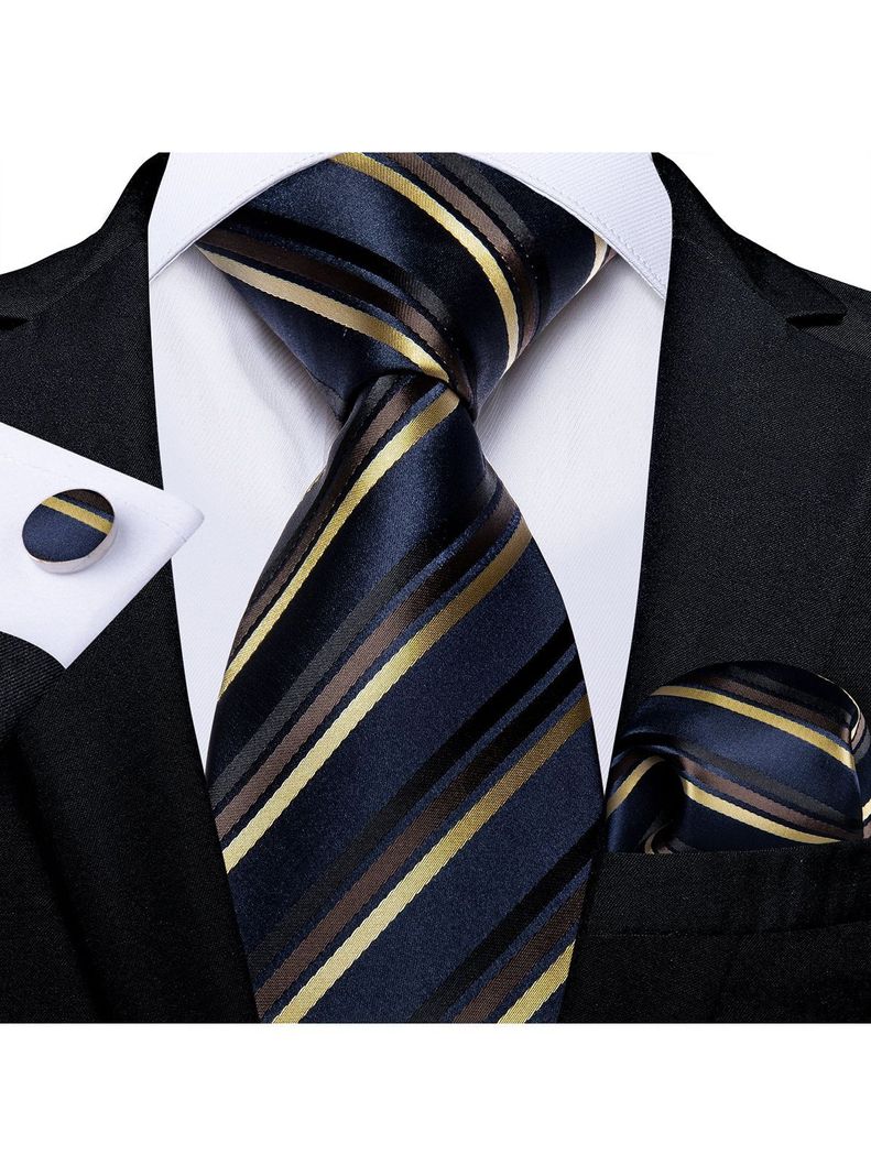 Corbata Seda Hombre con paño y colleras. Modelo Blue Label-1
