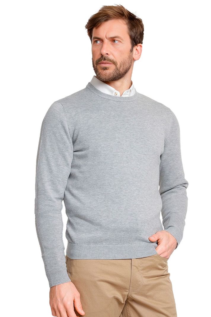 Sweater Gris Chaleco Hombre Slim Fit Cuello Redondo Semiformal Oficina-0