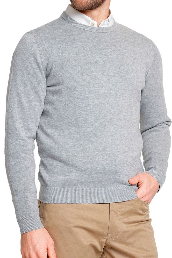 Sweater Gris Chaleco Hombre Slim Fit Cuello Redondo Semiformal Oficina-4