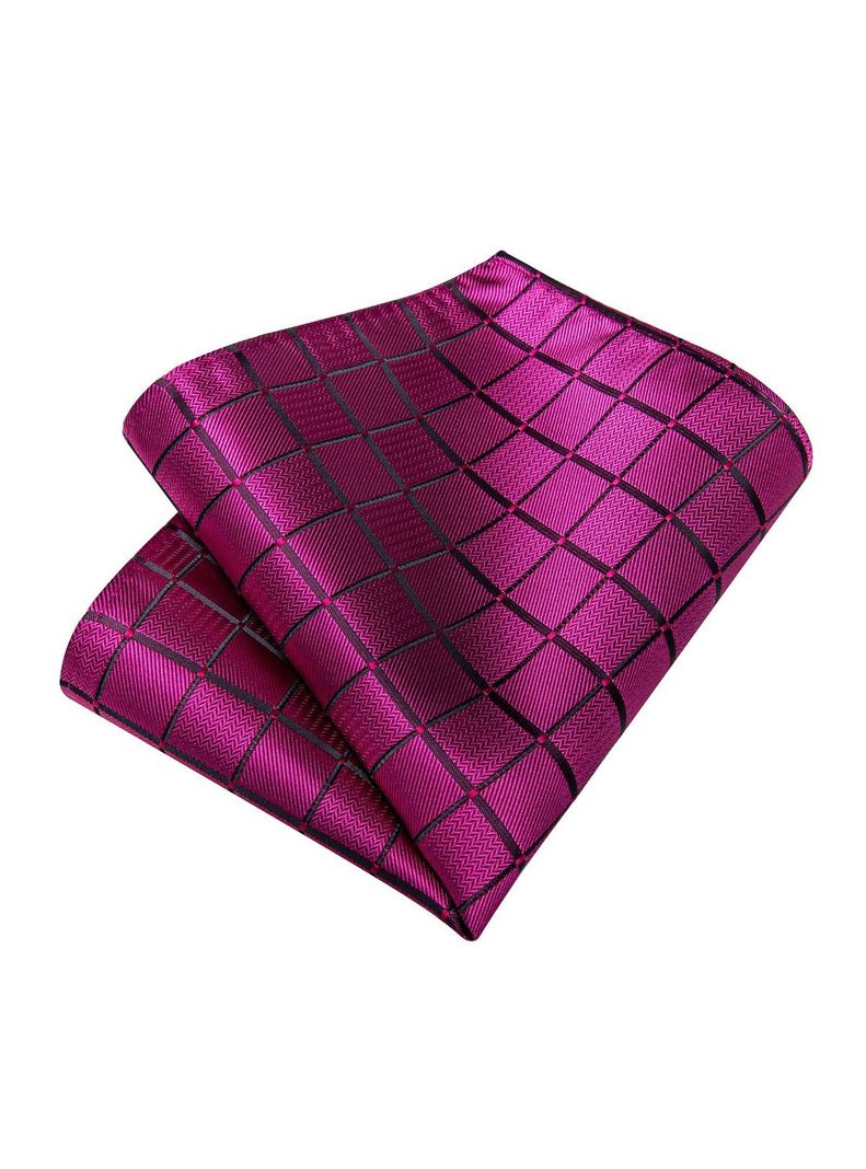 Corbata Fucsia Seda Hombre con paño y colleras. Modelo Sangre Fuscia-3