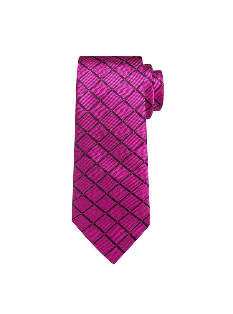 Corbata Fucsia Seda Hombre con paño y colleras. Modelo Sangre Fuscia-4