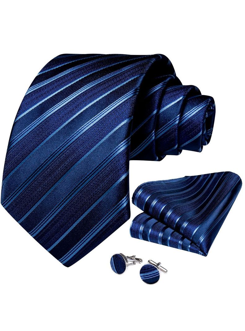 Set Corbata + Paño + Collera formal hombre. Modelo Mar Azul-0