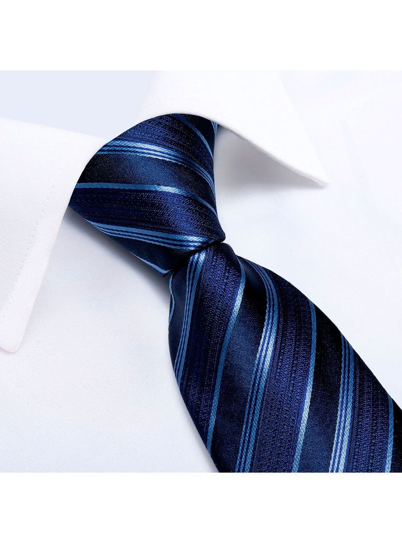Set Corbata + Paño + Collera formal hombre. Modelo Mar Azul-2