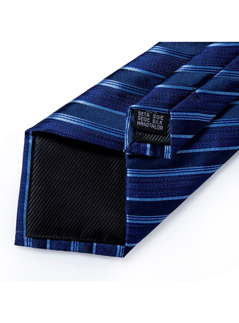 Set Corbata + Paño + Collera formal hombre. Modelo Mar Azul-4