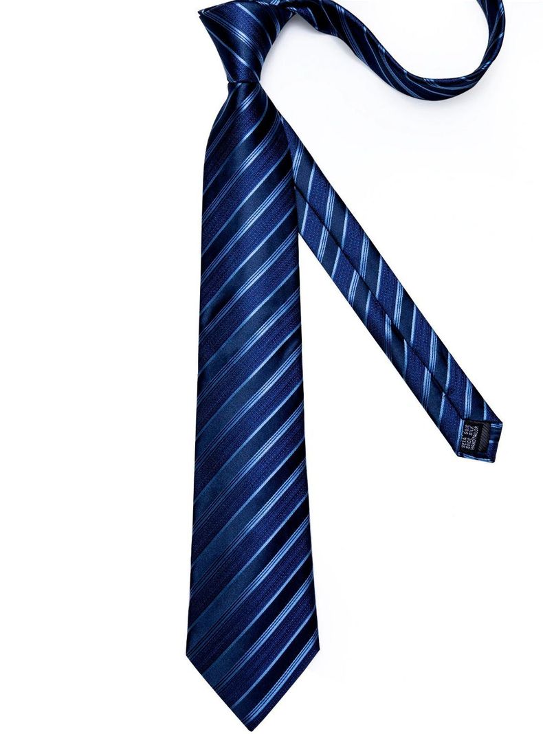 Set Corbata + Paño + Collera formal hombre. Modelo Mar Azul-5