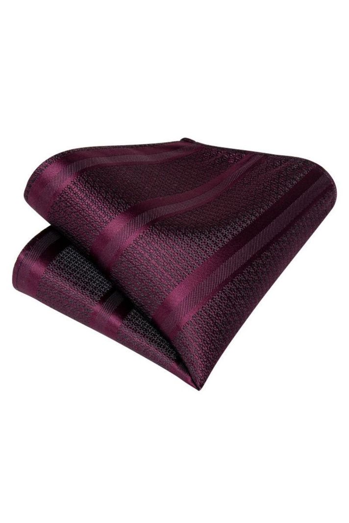 Set Corbata Gruesa Ascot + Paño + Collera formal hombre. Uva Negra-3