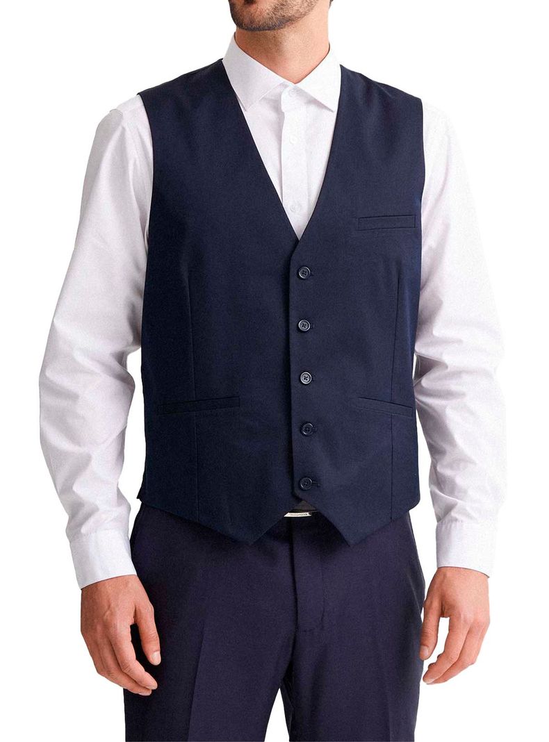 Chaqueta Formal Gilet Hombre Clásico Azul Marino Sin Mangas Matrimonio-0