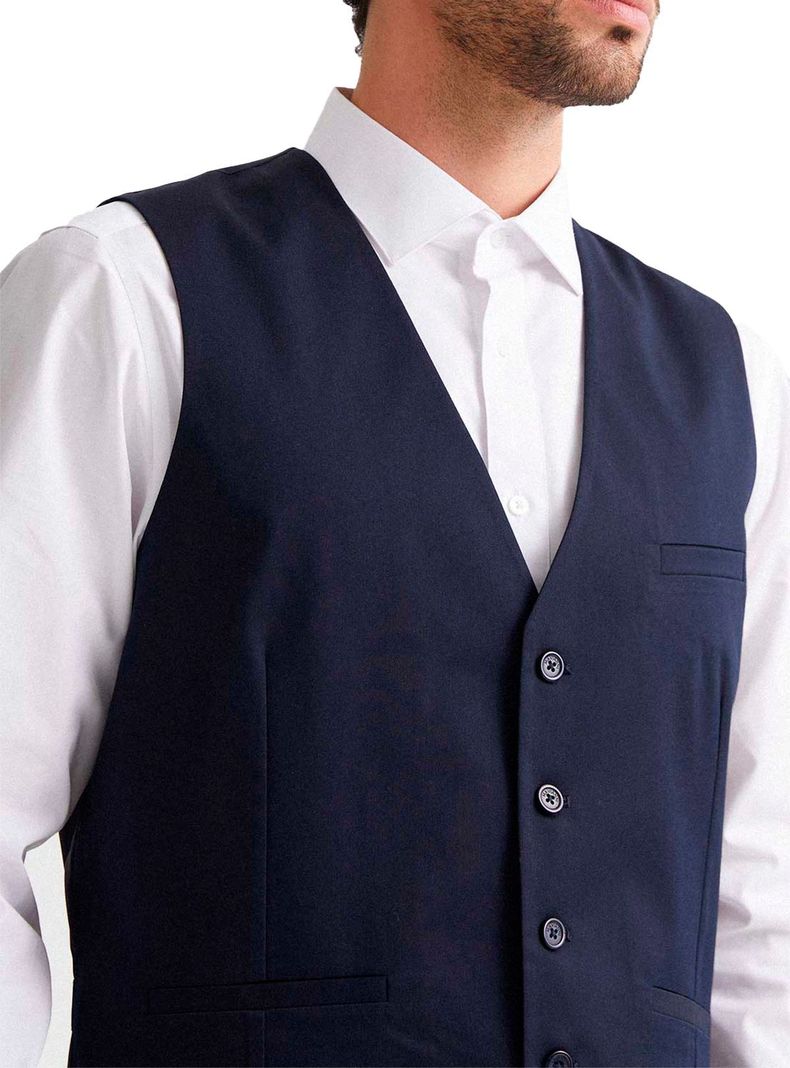 Chaqueta Formal Gilet Hombre Clásico Azul Marino Sin Mangas Matrimonio-2