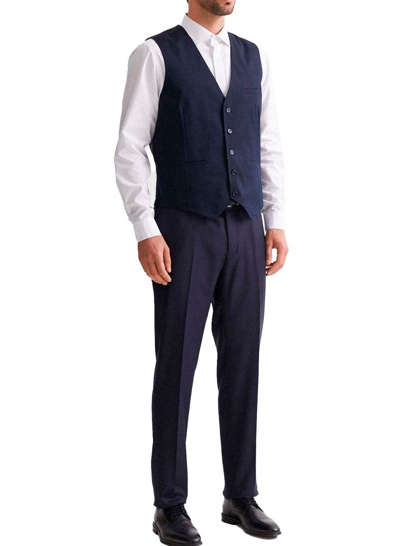 Chaqueta Formal Gilet Hombre Clásico Azul Marino Sin Mangas Matrimonio-3