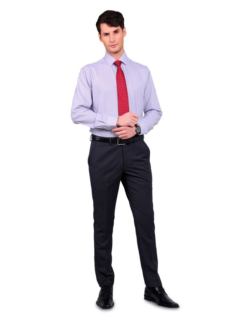 Camisa Hombre Slim Fit Formal Lila Claro Sin Bolsillo Cuello Italiano Van Heusen-3