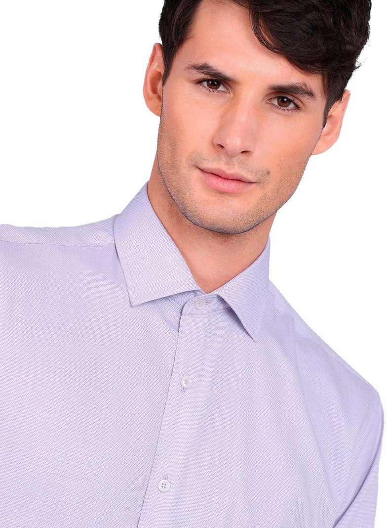 Camisa Hombre Slim Fit Formal Lila Claro Sin Bolsillo Cuello Italiano Van Heusen-4