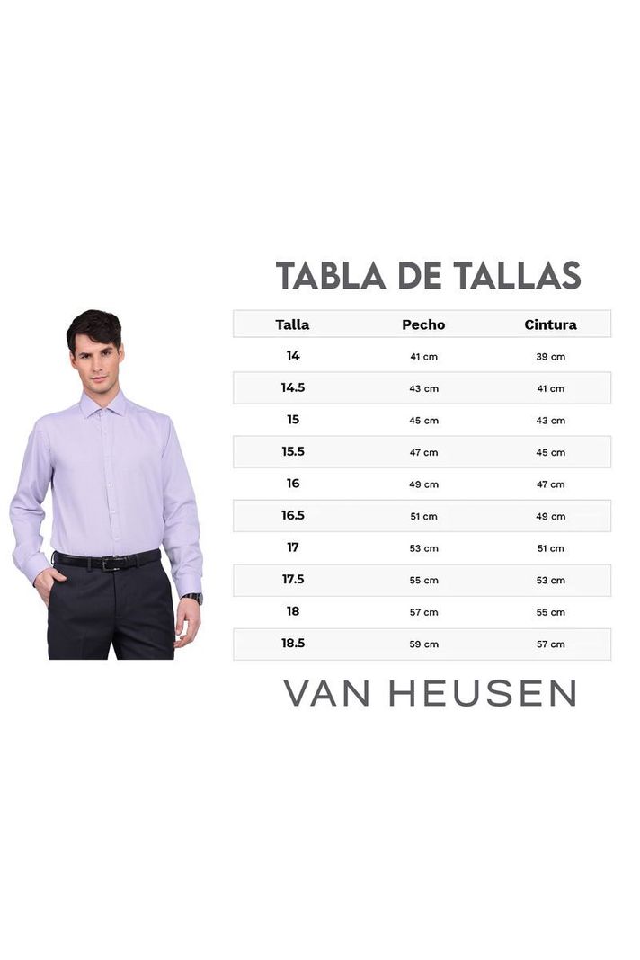 Camisa Hombre Slim Fit Formal Lila Claro Sin Bolsillo Cuello Italiano Van Heusen-5