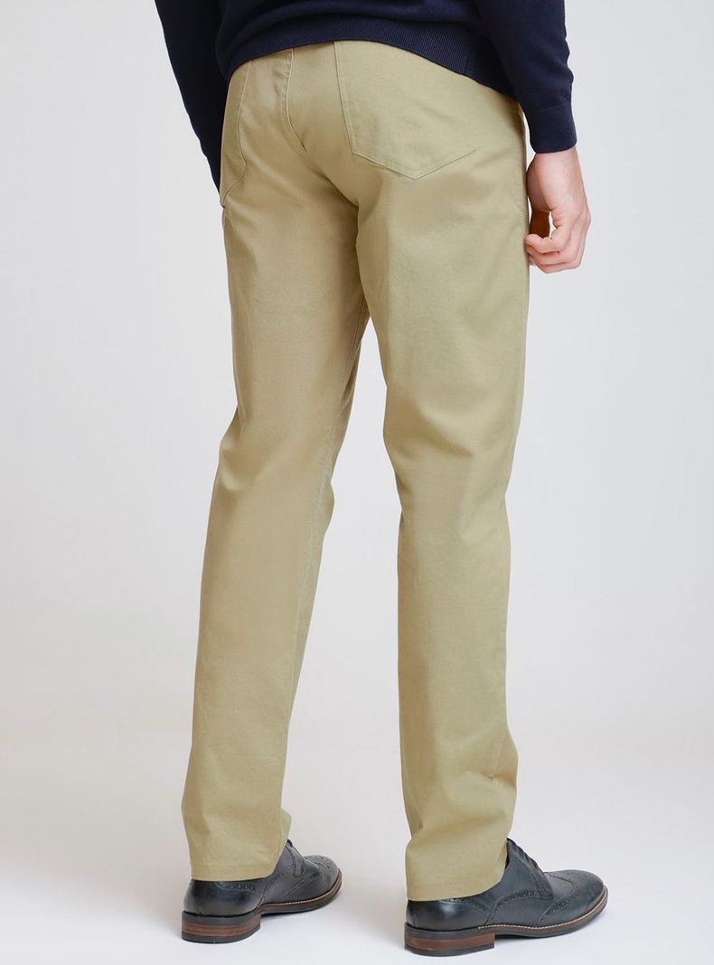 Pantalón Beige Trial Hombre Slim Algodón Liso VIlas 5 bolsillos Oficina-1