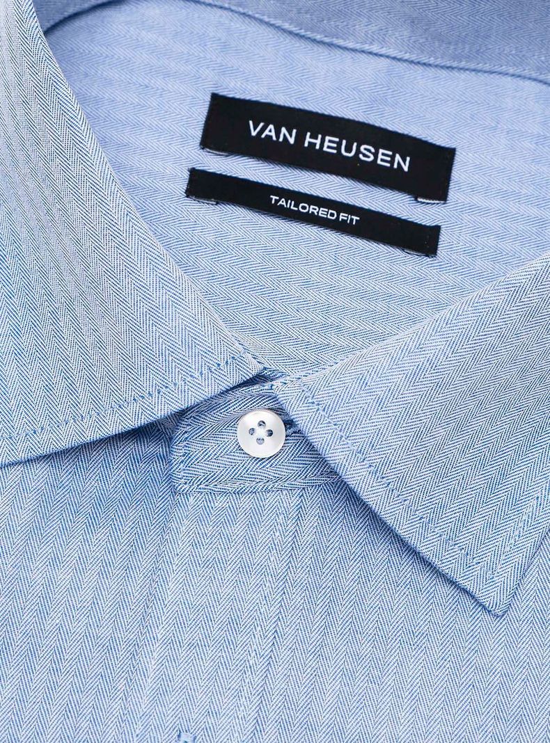 Camisa Hombre Formal Azul Claro Sin Bolsillo Tailored Cuello Italiano-1