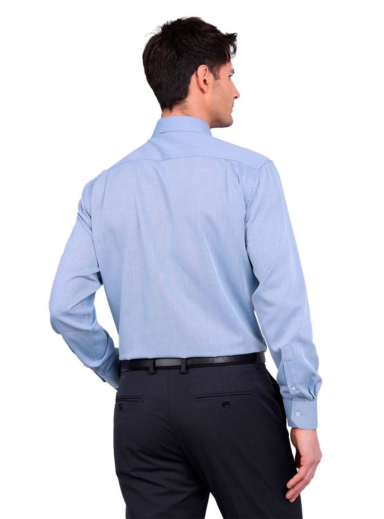 Camisa Hombre Formal Azul Claro Sin Bolsillo Tailored Cuello Italiano-2