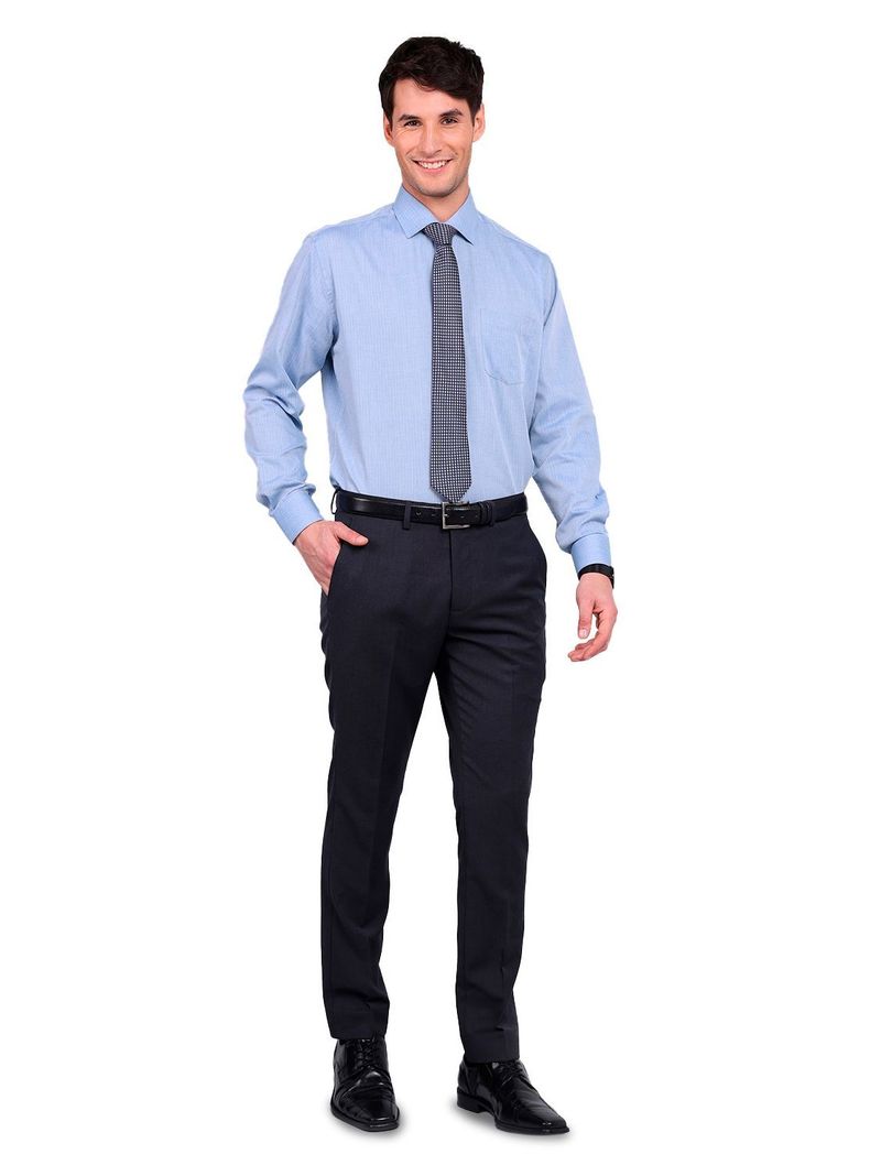 Camisa Hombre Formal Azul Claro Sin Bolsillo Tailored Cuello Italiano-4