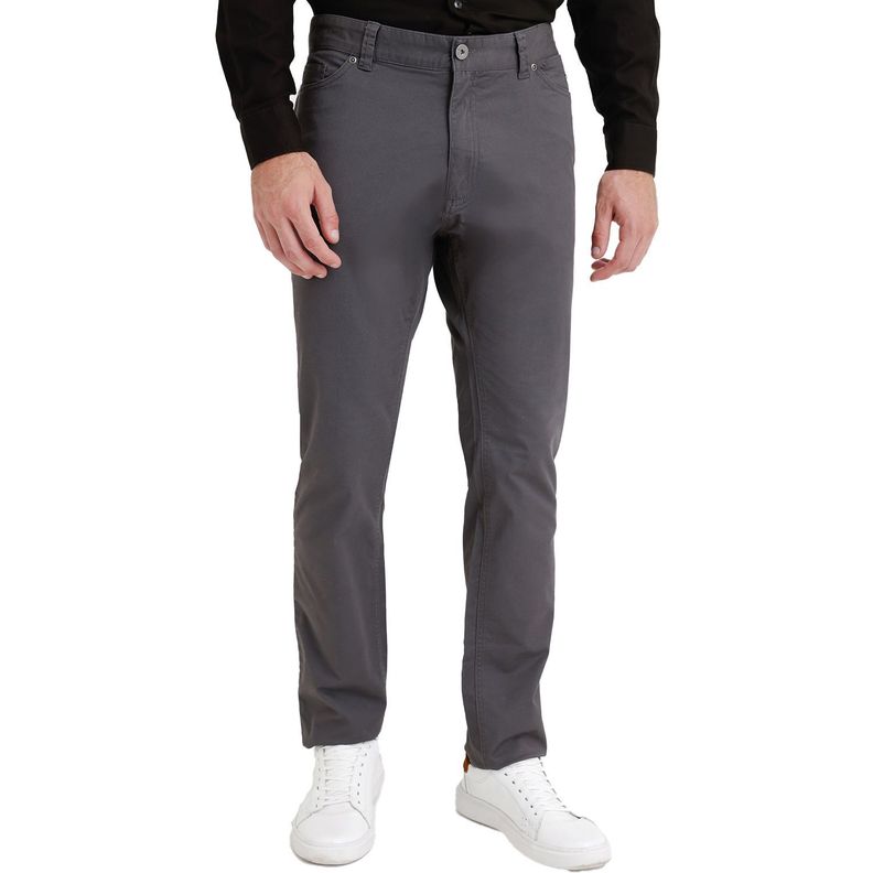 Pantalón Gris Trial Hombre Slim Algodón Liso Vinci Semiformal Trabajo-0