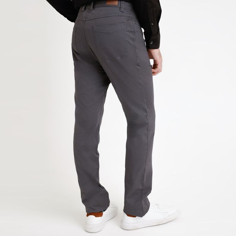Pantalón Gris Trial Hombre Slim Algodón Liso Vinci Semiformal Trabajo-1