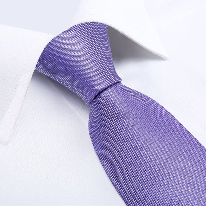 Corbata Lila Hombre Seda + Paño + Colleras formal. Modelo Lila Classic-2