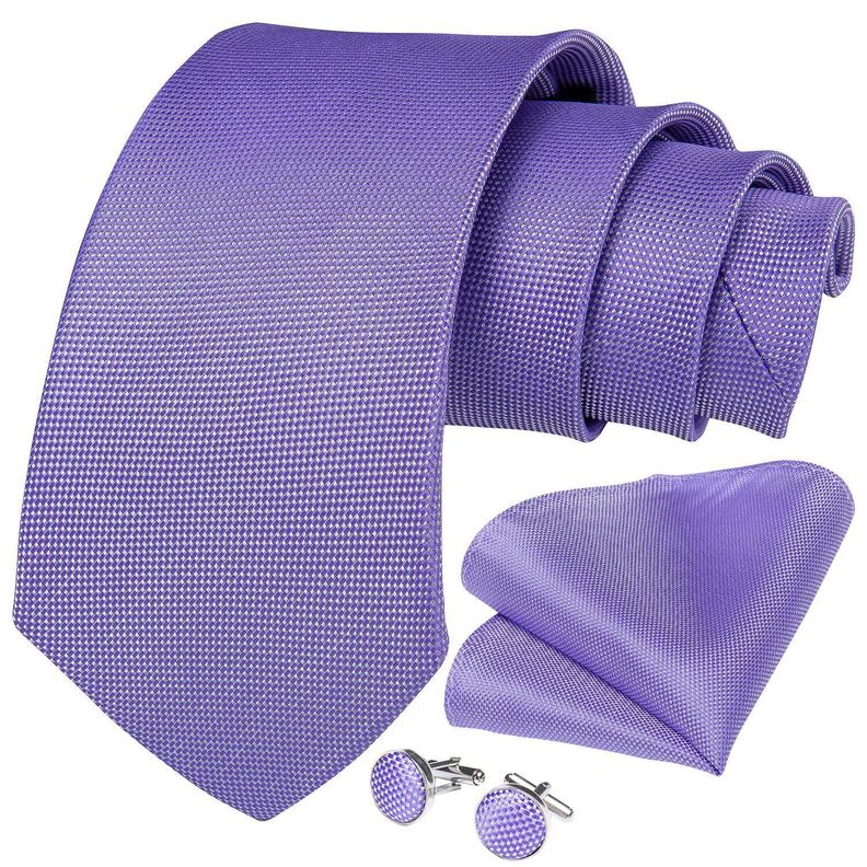 Corbata Lila hombre seda con panuelo y colleras Modelo Lila Classic