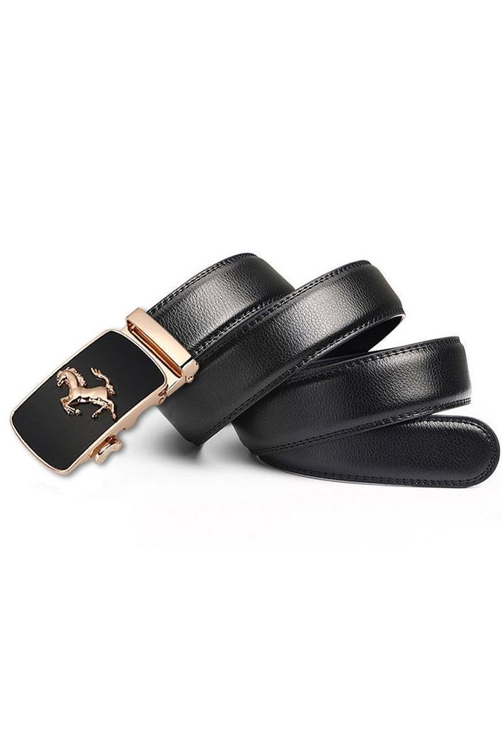 Cinturon ejecutivo automatico cuero negro hombre. Cavallino Dorado-0