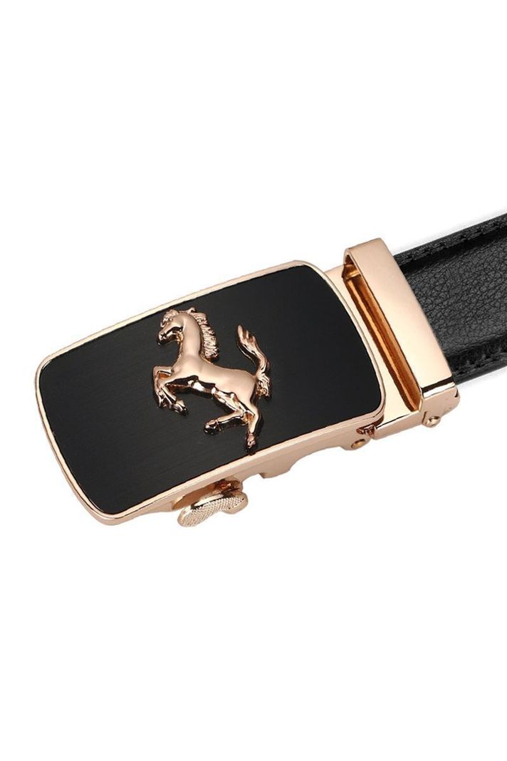 Cinturon ejecutivo automatico cuero negro hombre. Cavallino Dorado-1