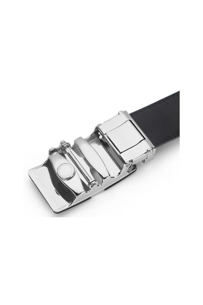 Cinturon ejecutivo automatico cuero negro hombre. Jaguar Plateado-2