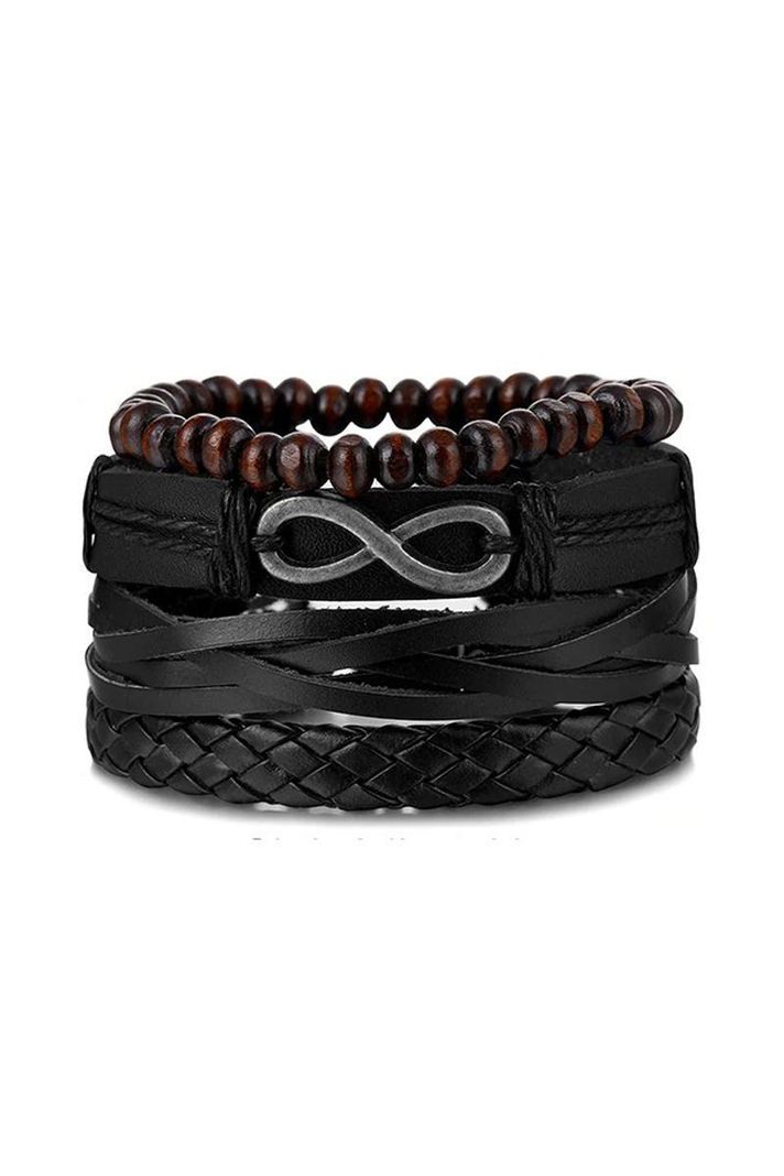 Pulsera Cuero Negra Unisex. Modelo Ad Infinitum-0
