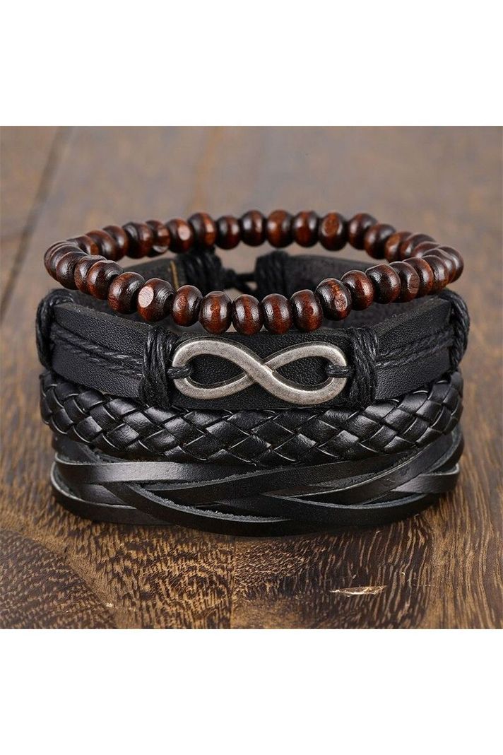 Pulsera Cuero Negra Unisex. Modelo Ad Infinitum-5