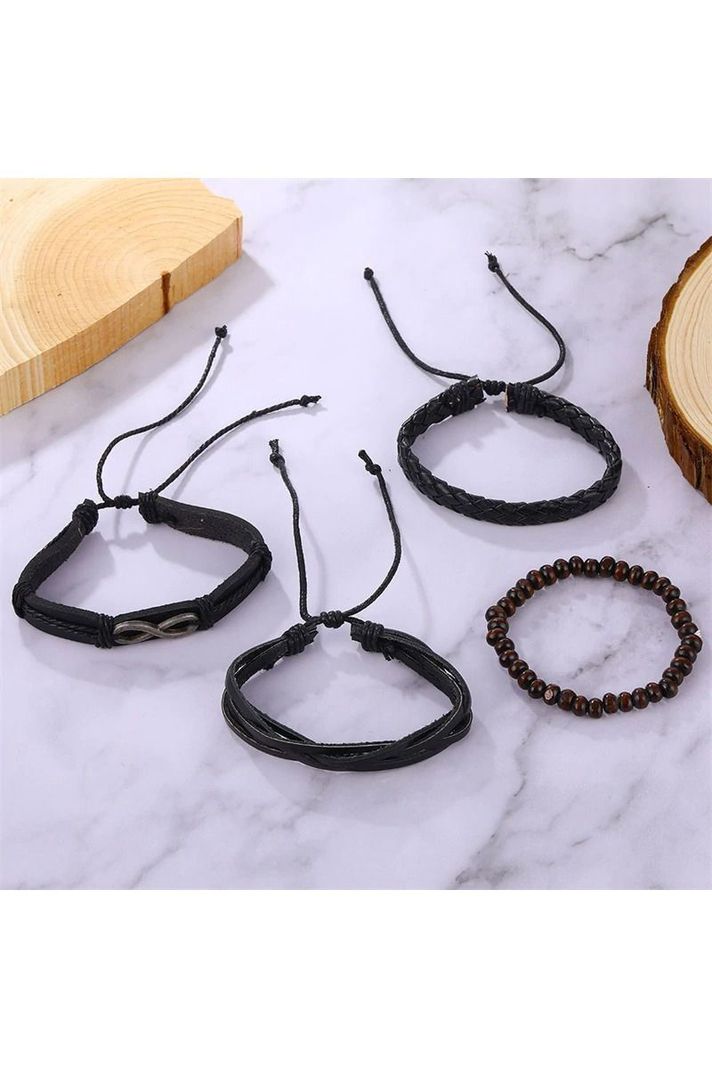 Pulsera Cuero Negra Unisex. Modelo Ad Infinitum-4