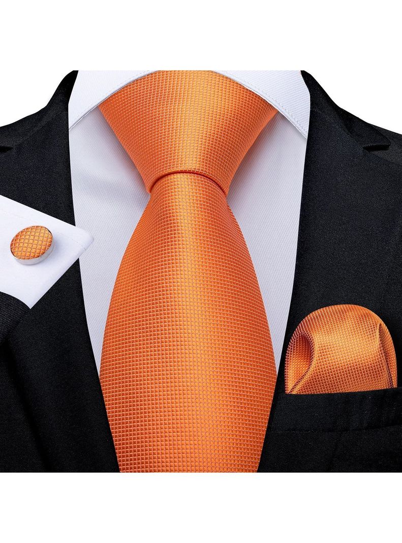 Set Corbata + Paño + Collera formal hombre. Modelo Naranjo Classic-1