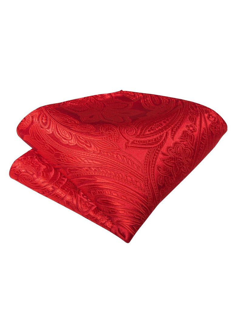 Corbata Gruesa Ascot + Paño + Colleras hombre. Rojo Flores-4