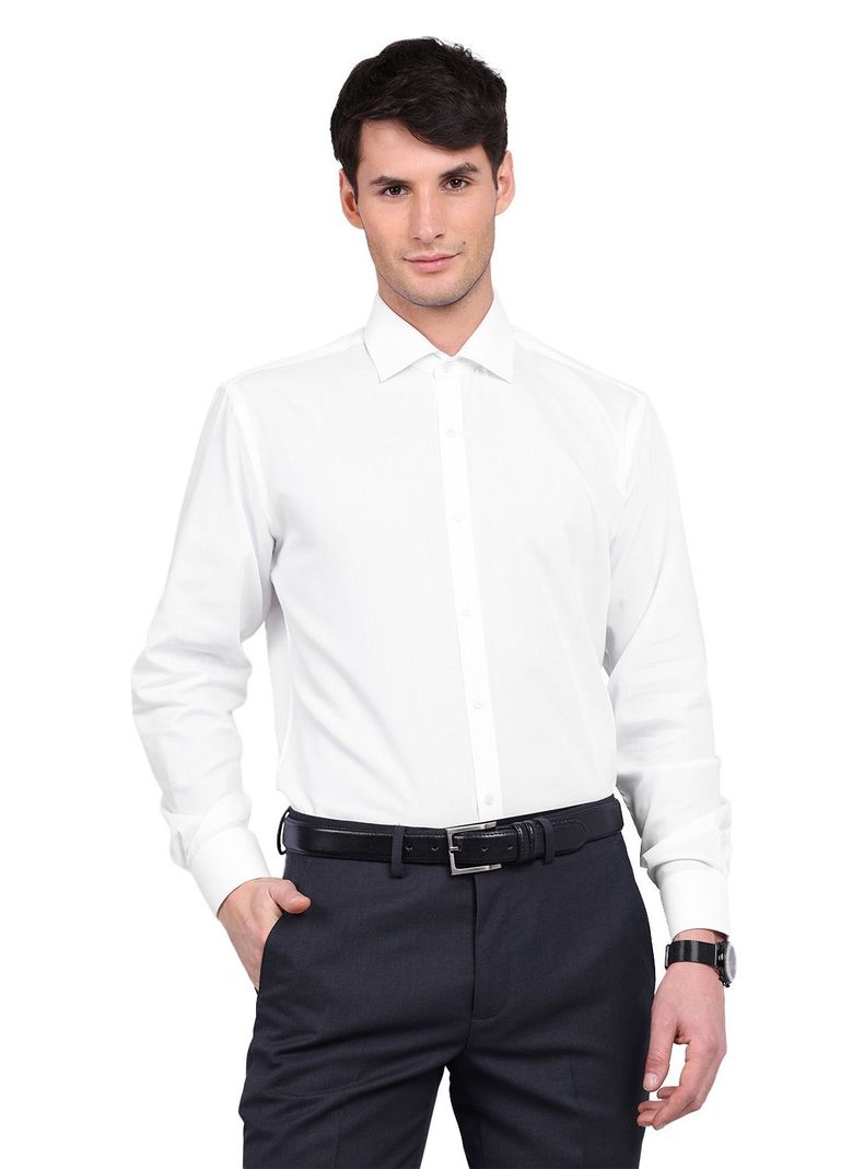 Camisa Blanca Van Heusen Hombre Formal Tailored Fit Sin Bolsillo Cuello Italiano-5