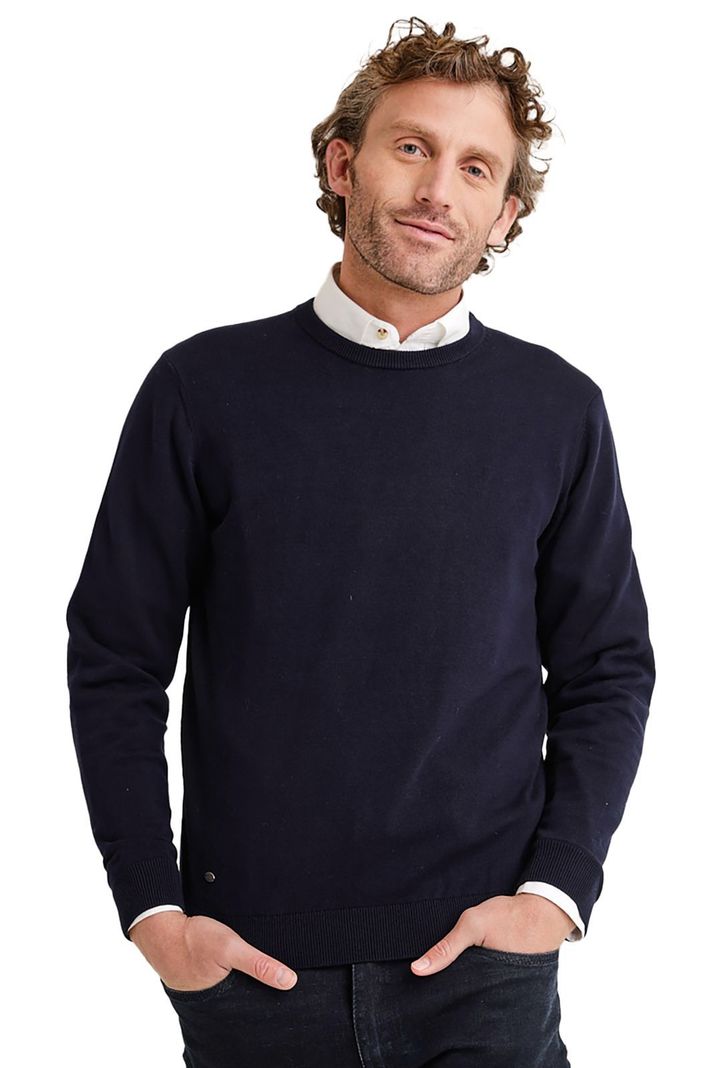 Chaleco Sweater Hombre Cuello Redondo Semiformal Oficina Azul Marino-0