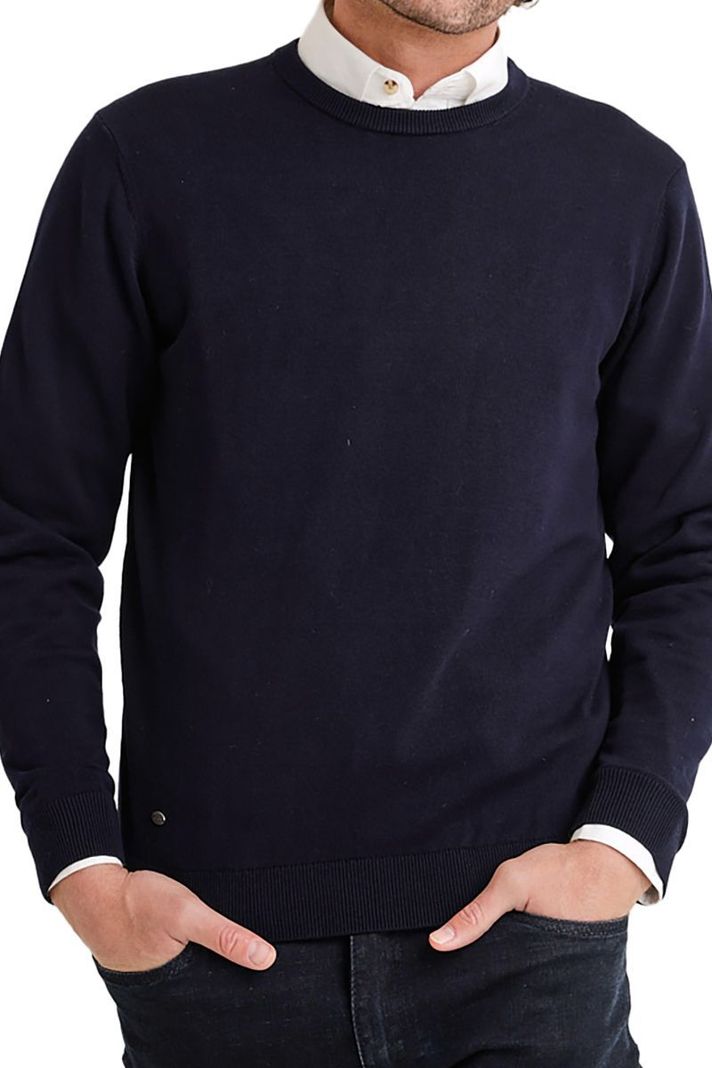 Chaleco Sweater Hombre Cuello Redondo Semiformal Oficina Azul Marino-4