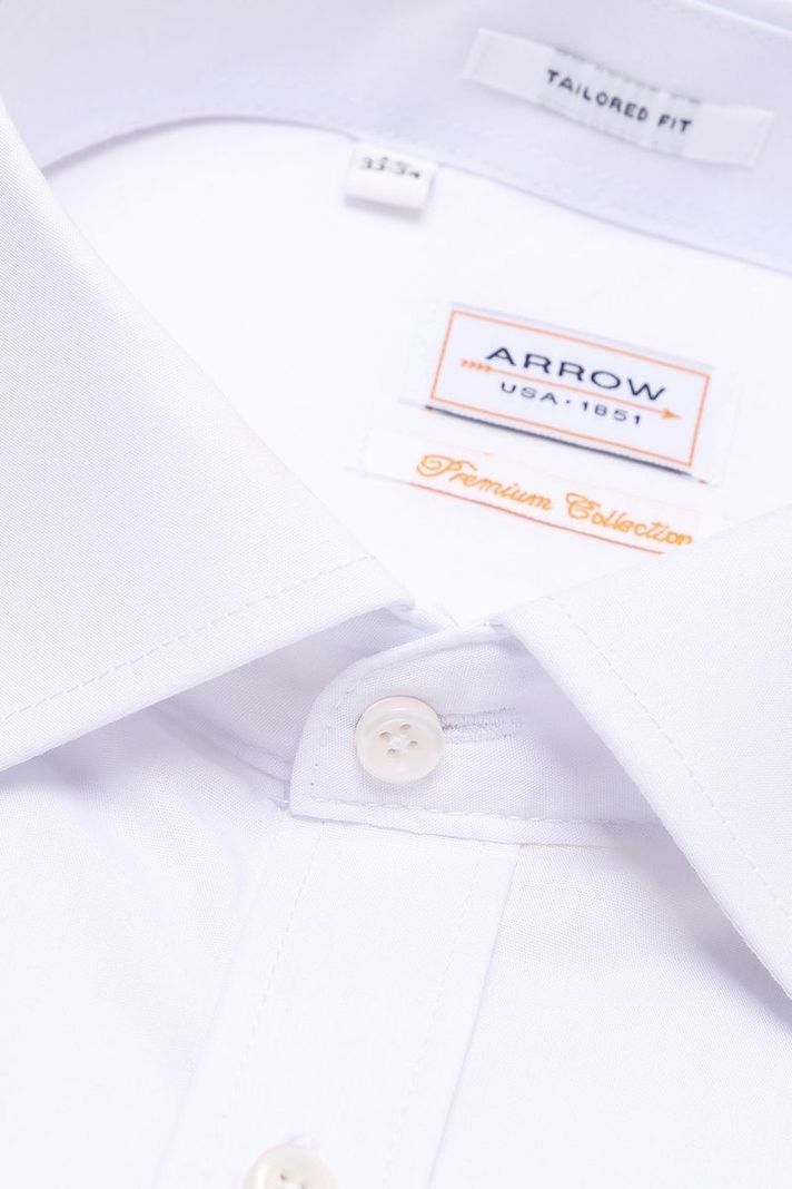 Camisa Blanca Formal Puño Doble para Colleras Tailored Fit Cuello Italiano ARROW-1
